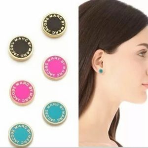 Marc Jacobs enamel stud black gold NEW earrings